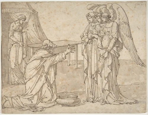 Three Angels Visiting Abraham by Charles Meynier, drawing, 1793