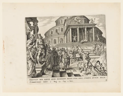 The Removal and Destruction of the Chariot and the Horses of the Sun by Claes Jansz Visscher, print, 1564-1646