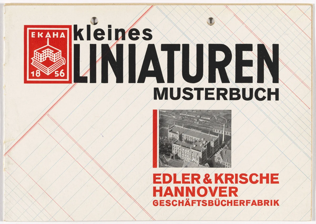 Sample brochure of ruled books (Kleines Liniaturen Musterbuch) for Edler & Krische Hannover by Kurt Schwitters, design, 1927