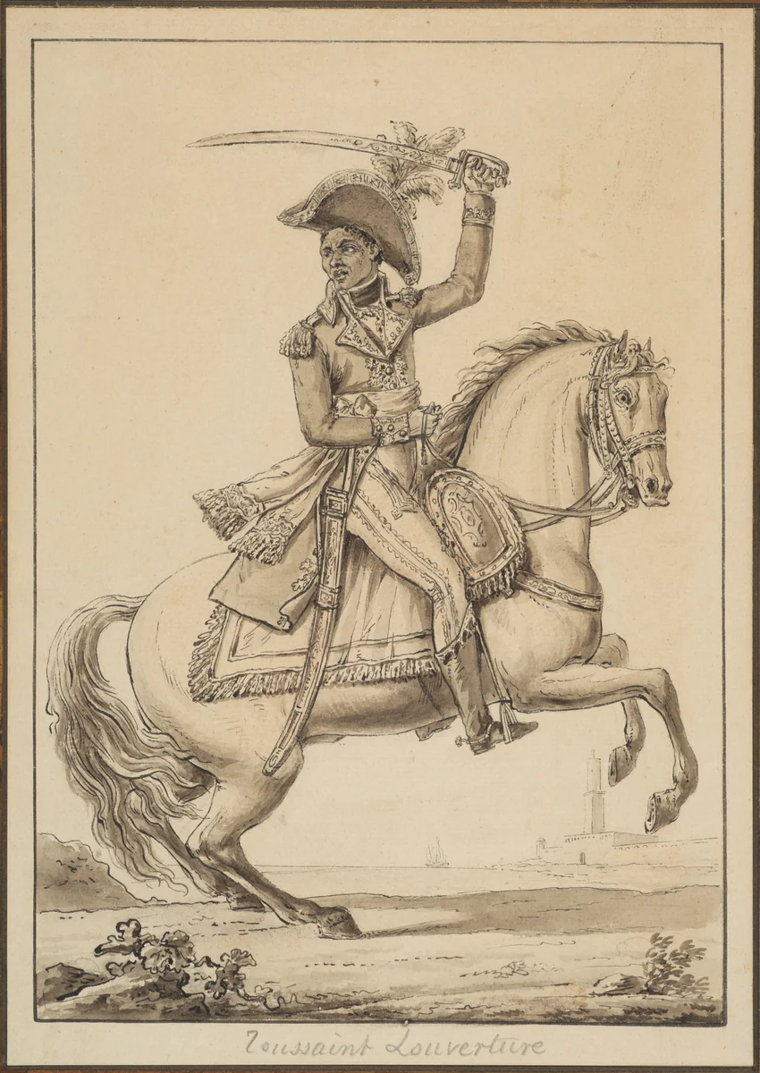 Toussaint Louverture on Horseback by Claude Louis Desrais, drawing, 1797-1807