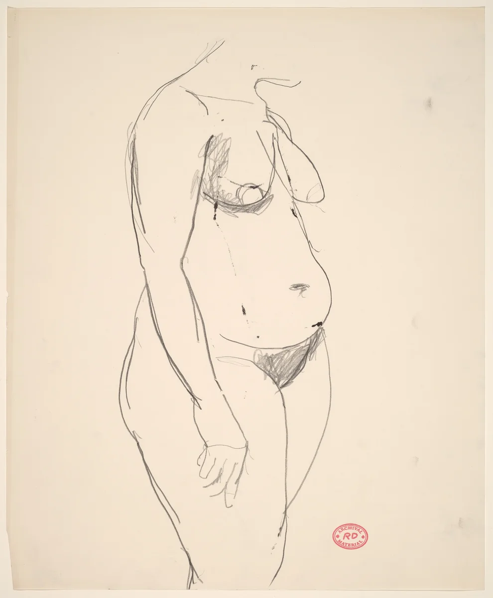 Untitled [standing female nude turned to the right] by Richard Diebenkorn, drawing, 1955-1967
