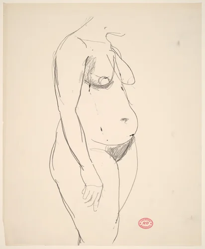 Untitled [standing female nude turned to the right] by Richard Diebenkorn, drawing, 1955-1967