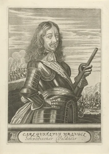 Portret van Carl Gustaf Wrangel by Christiaan Hagen, print, 1663-1695
