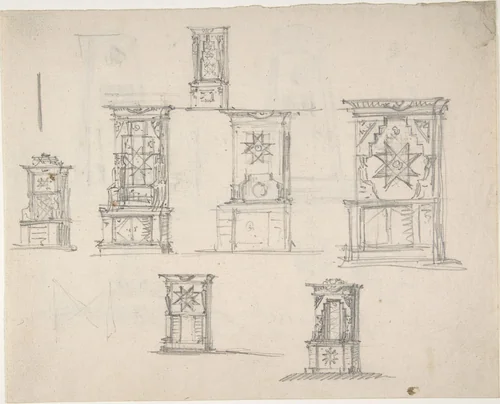 Design studies for monuments by anonymous, drawing, 1800-1900