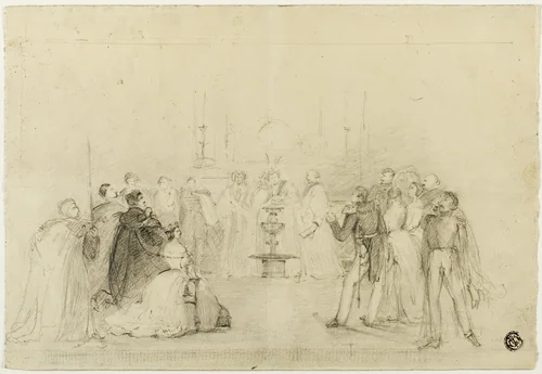 Study by John Hayter, drawing, 1800-1899