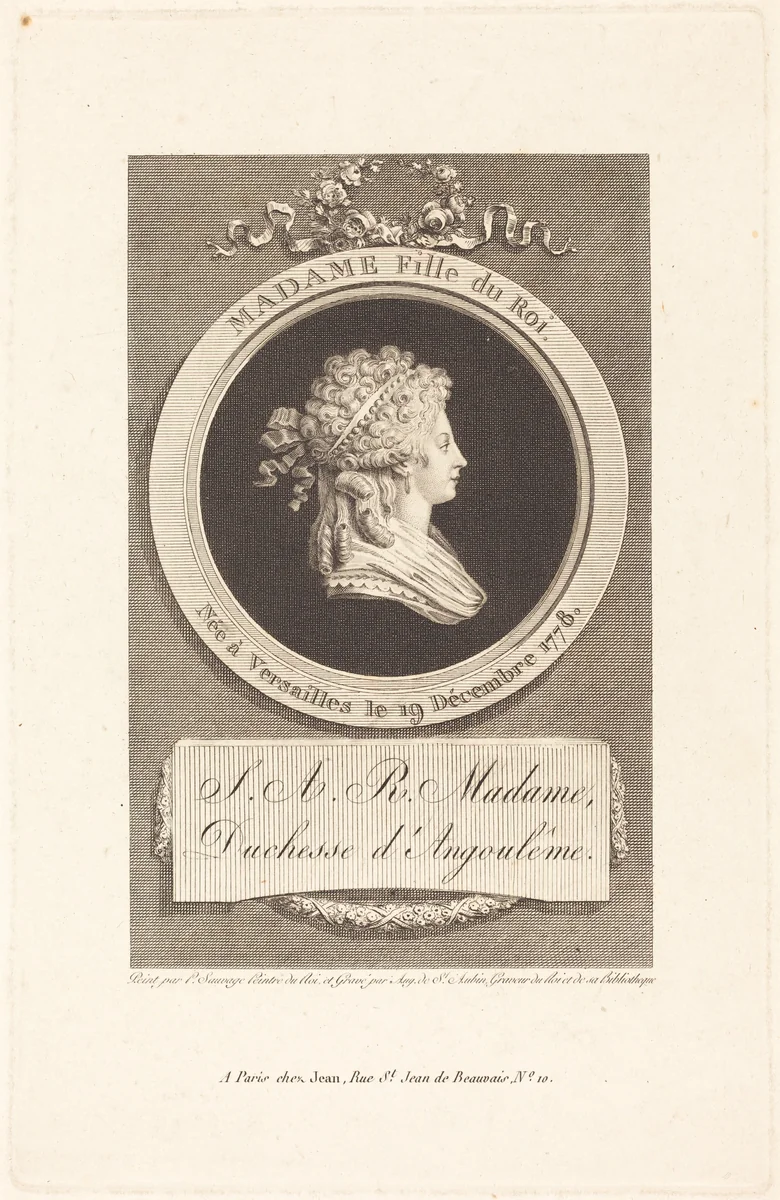Marie-Thérèse-Charlotte, Duchess of Angoulême by Augustin de Saint-Aubin, print, 1791