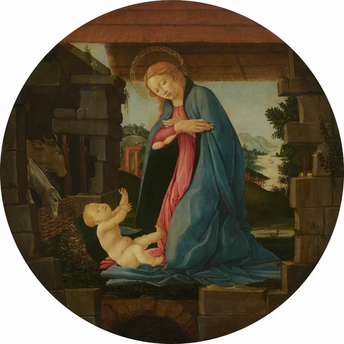 The Virgin Adoring the Child by Sandro Botticelli, painting, 1480-1490