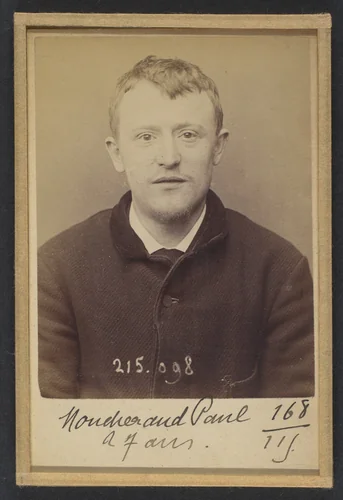 Moucheraud. Pierre, Yves. 27 ans, né à Paris IVe. Imprimeur. Anarchiste. 4/3/94. by Alphonse Bertillon, photograph, 1894