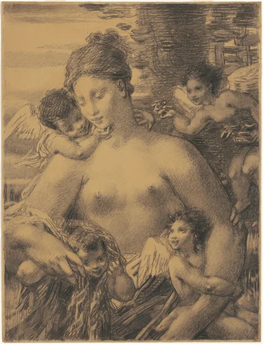 Nude with Cherubim by William Perkins Babcock, drawing, 1860-1879