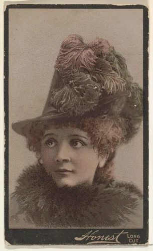 Actress wearing feathered hat, from Stars of the Stage, Third Series (N131) issued by Duke Sons & Co. to promote Honest Long Cut Tobacco by W. Duke, Sons & Co., print, 1891-1892