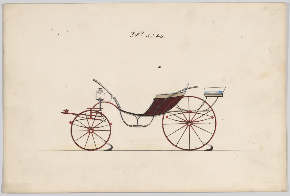 Design for Pony Phaeton, no. 3240 by Brewster & Co., drawing, 1876