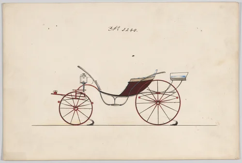 Design for Pony Phaeton, no. 3240 by Brewster & Co., drawing, 1876