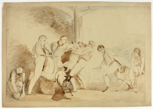 Shearing the Sheep by Henry Singleton, drawing, 1815-1825