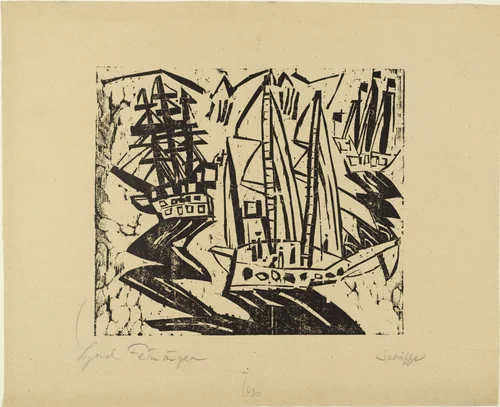 Ships (Schiffe) by Lyonel Feininger, print, 1919