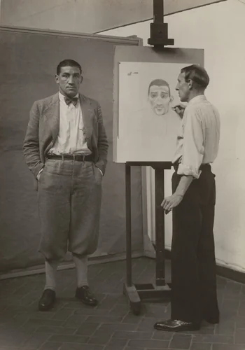 The Painter Heinrich Hörle Drawing the Boxer Hein Domgören by August Sander, photograph, 1927