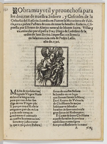 'Obra muy útil y provechosa para los devotos de nuestra Señora ... Rosario', Salamanca 1592 by Esteban de Alaejos, book, 1592