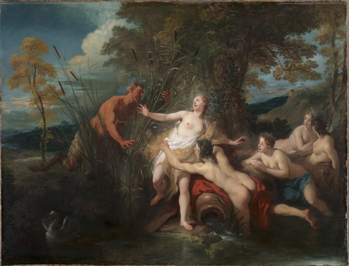 Pan and Syrinx by Jean-François de Troy, painting, 1720