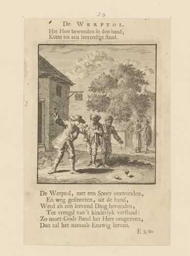 Kinderen spelend met een tol by Zacharias Chatelain, print, 1712