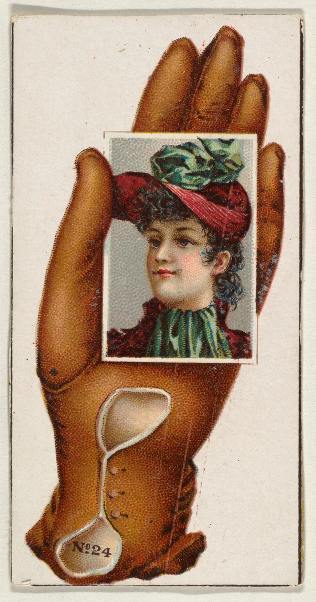 Card Number 24, cut-out from banner advertising the Opera Gloves series (G29) for Allen & Ginter Cigarettes by Allen & Ginter, print, 1885-1895