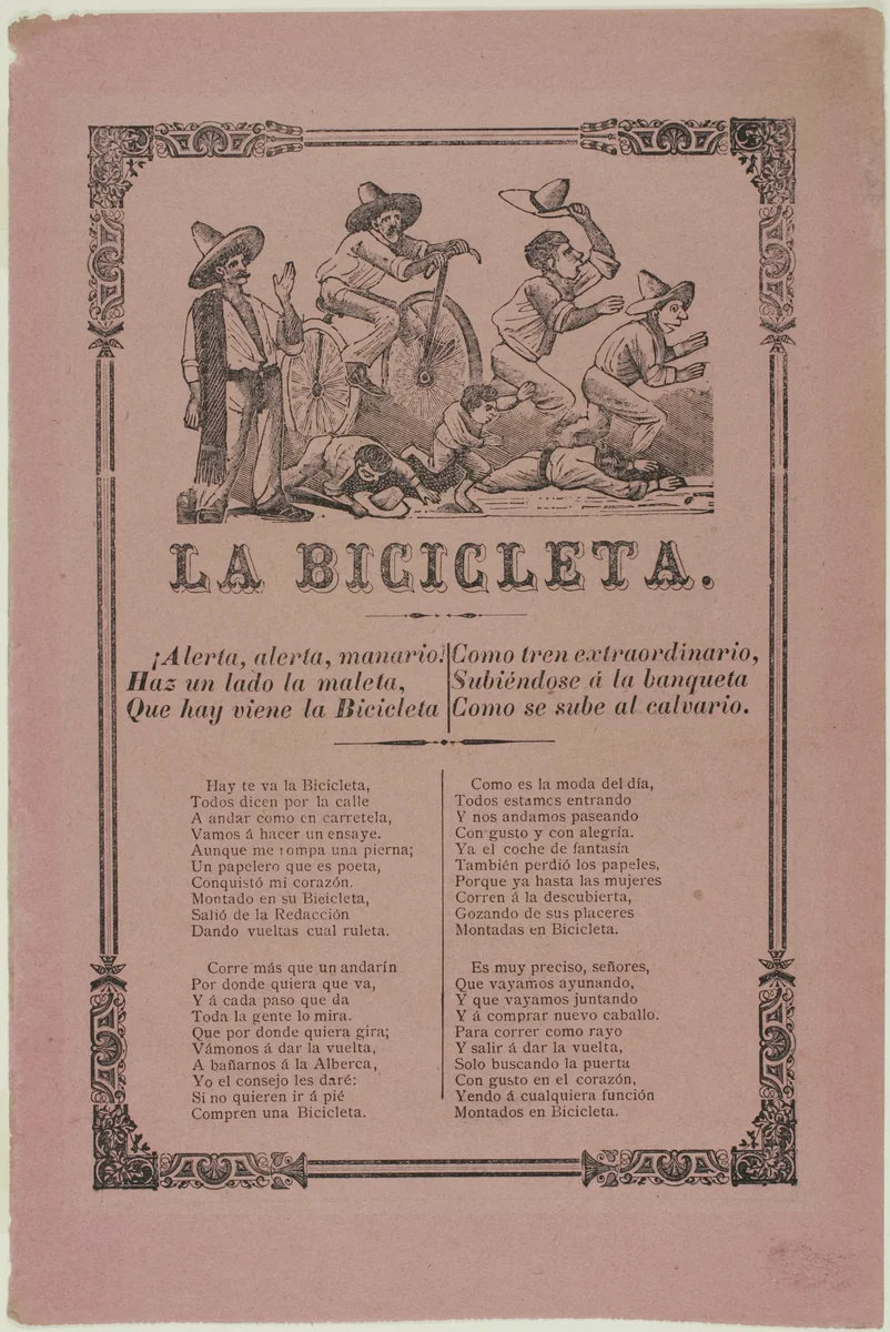 The Bicycle by José Guadalupe Posada, print, 1890-1913
