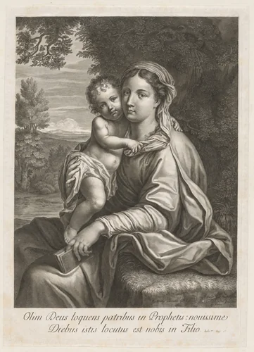 Madonna and Child by Jean Louis Roullet, print, 1665-1699