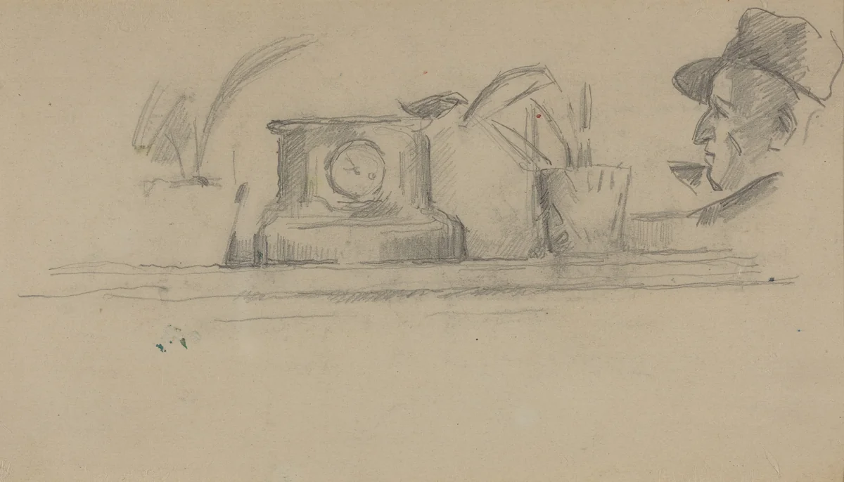 The Artist's Father and Objects on a Mantel [verso] by Paul Cezanne, drawing, 1877-1881