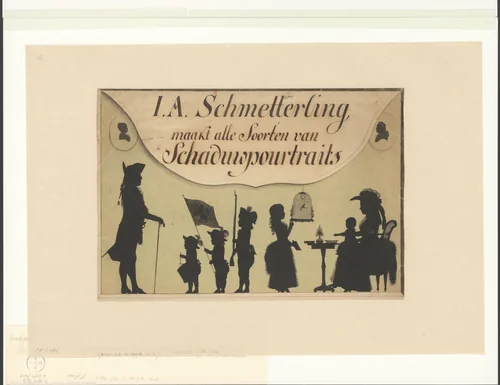 Aanprijzing van de silhouetportretten van Joseph Adolf Schmetterling by Joseph Adolf Schmetterling, drawing, 1778-1785