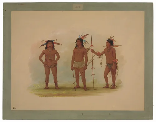 Three Omagua Men by George Catlin, painting, 1854-1869