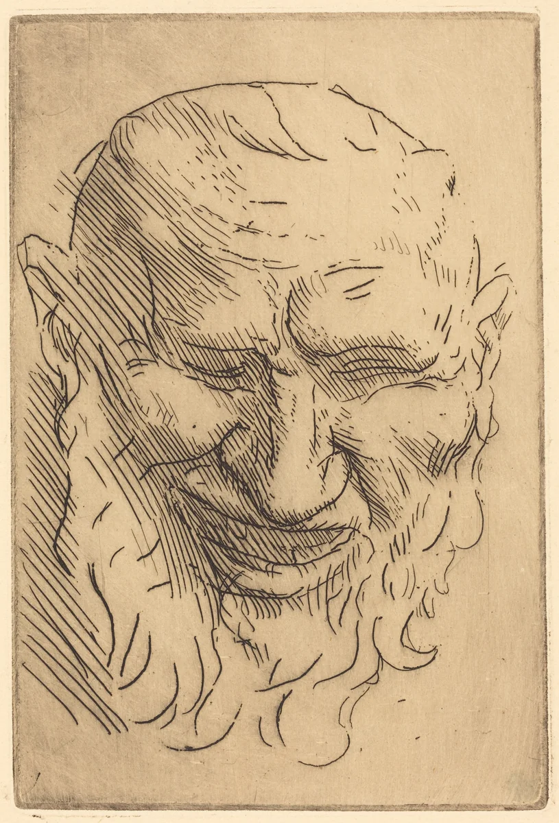 Small Satyr Mask (Petit masque de satyre) by Alphonse Legros, print, 1837-1911