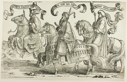 Jehoram, Uzziah, Jotham, plate three, from The Twelve Kings of Israel by Lucas van Leyden, print, 1515-1525