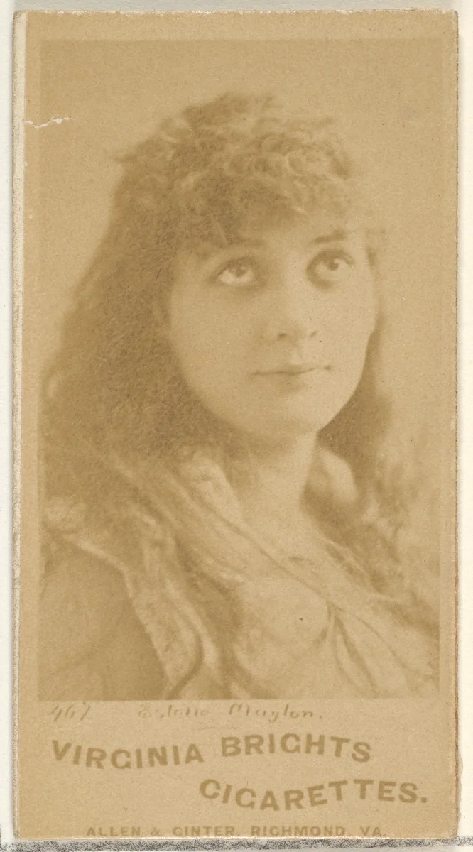 Card 467, Estelle Clayton, from the Actors and Actresses series (N45, Type 1) for Virginia Brights Cigarettes by Allen & Ginter, photograph, 1885-1891