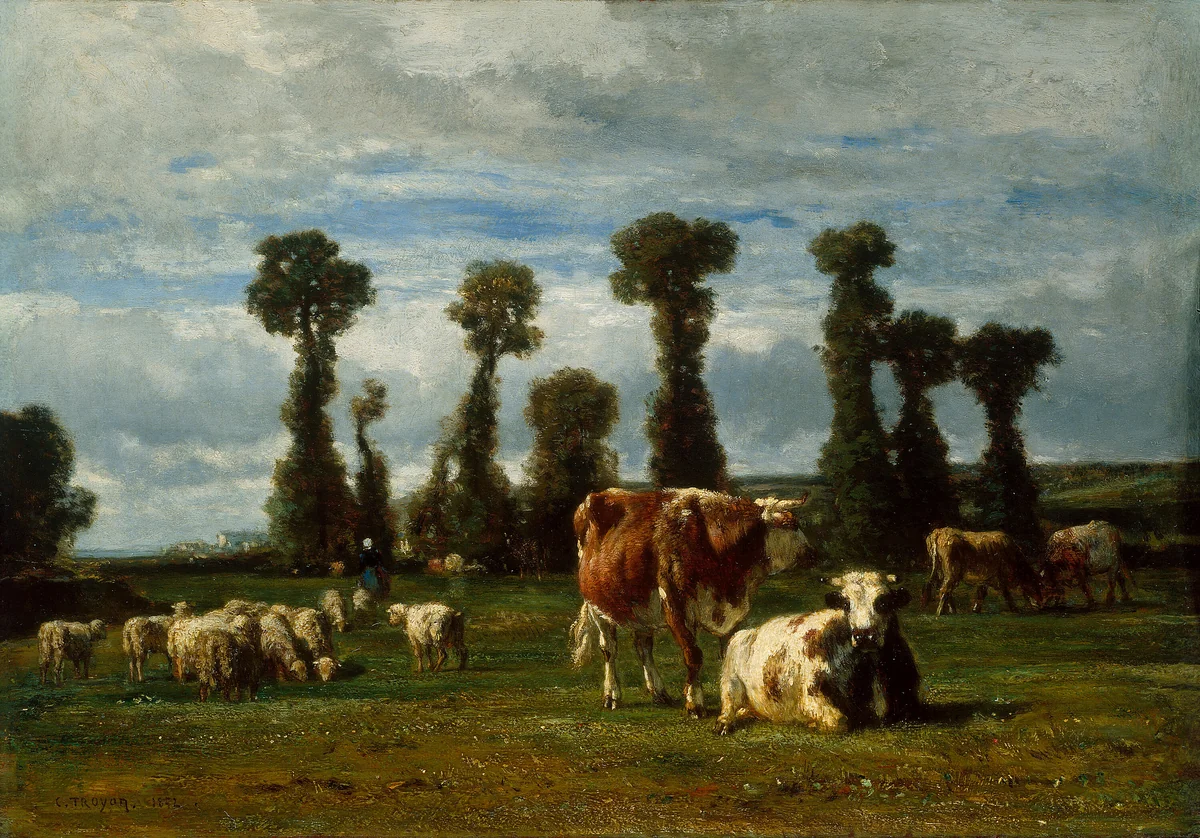 Pasture in Normandy by Constant Troyon, painting, 1852