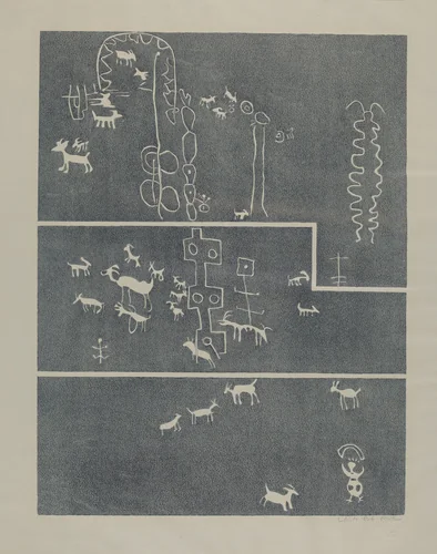 Petroglyph by Lala Eve Rivol, index of american design, 1935-1942