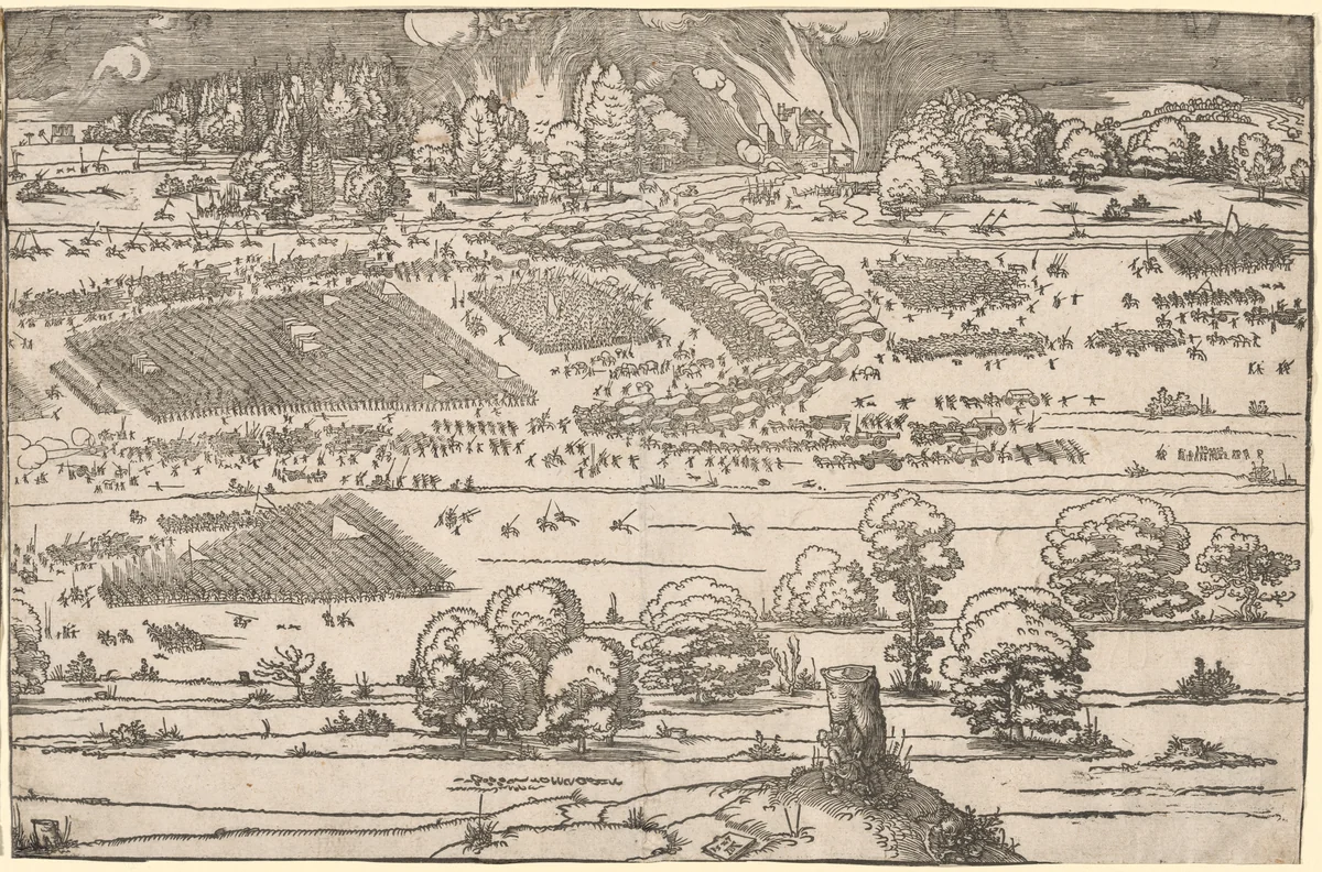 Siege of a Fortress: Left Portion by Albrecht Dürer, print, 1527