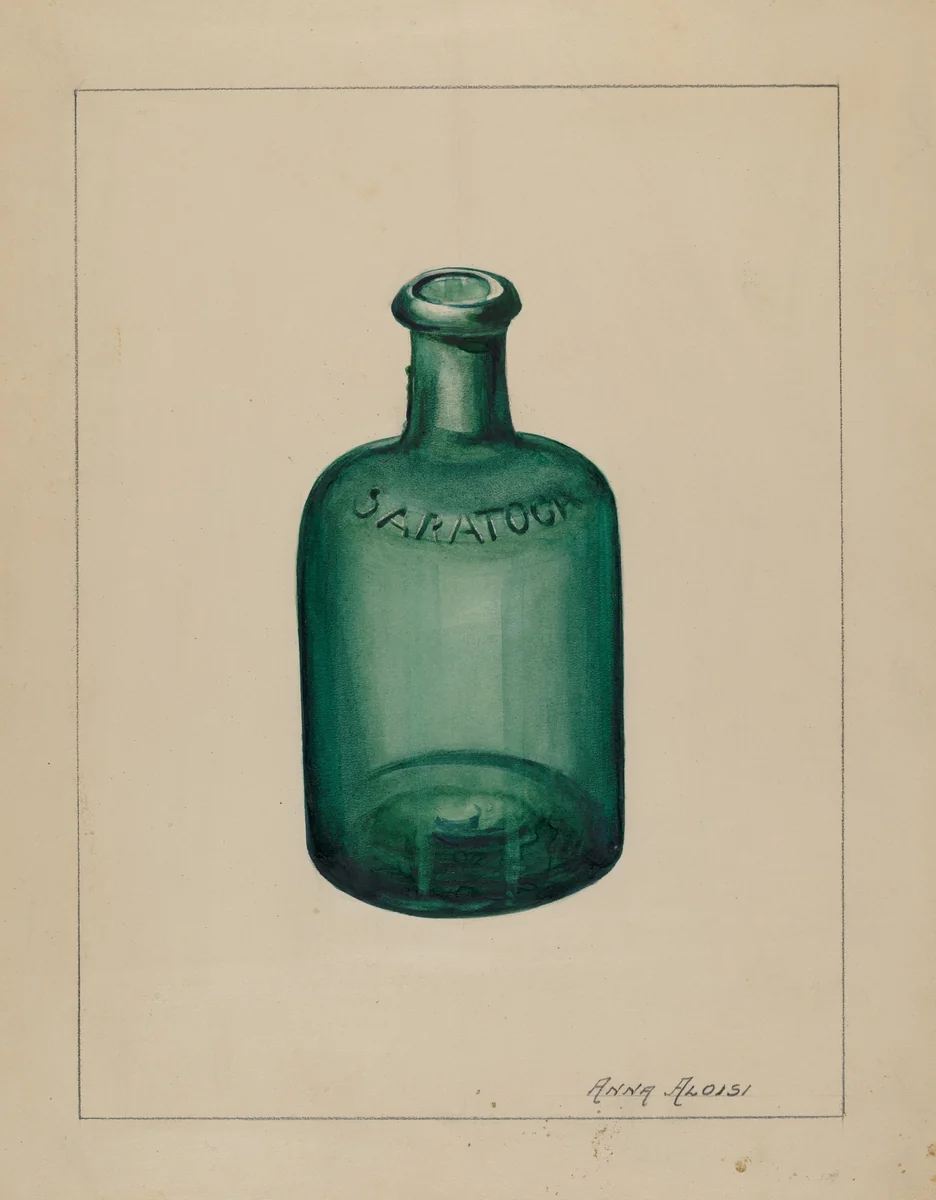 Glass Bottle by Anna Aloisi, index of american design, 1935-1942