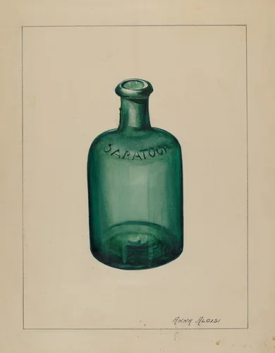Glass Bottle by Anna Aloisi, index of american design, 1935-1942