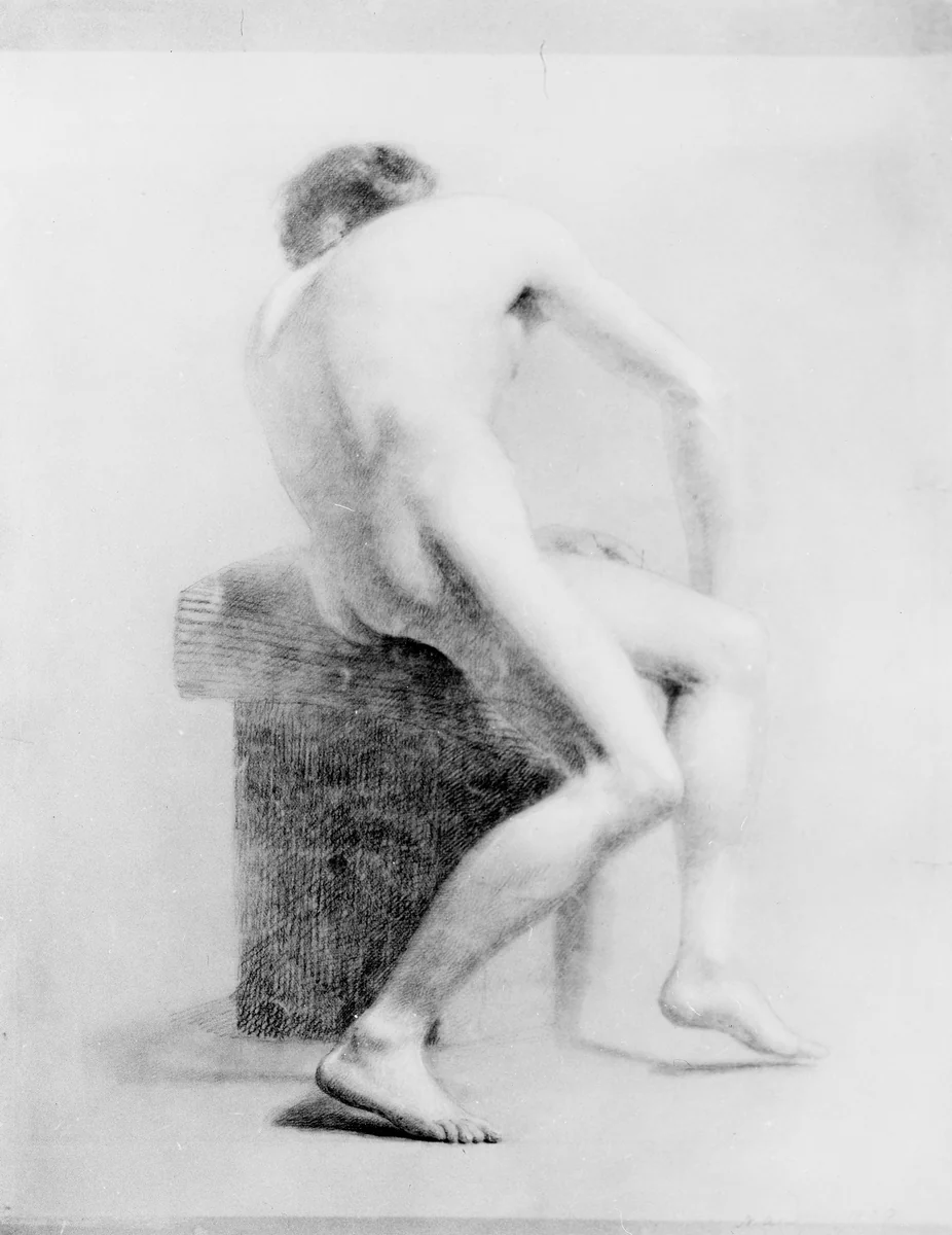 Seated Male Nude by Daniel Huntington, artwork, 1838