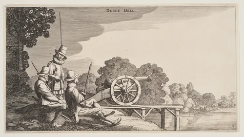 The Three Gunners, from Landscapes (Playsante Lantschappen) by Claes Jansz. Visscher II, print, 1641
