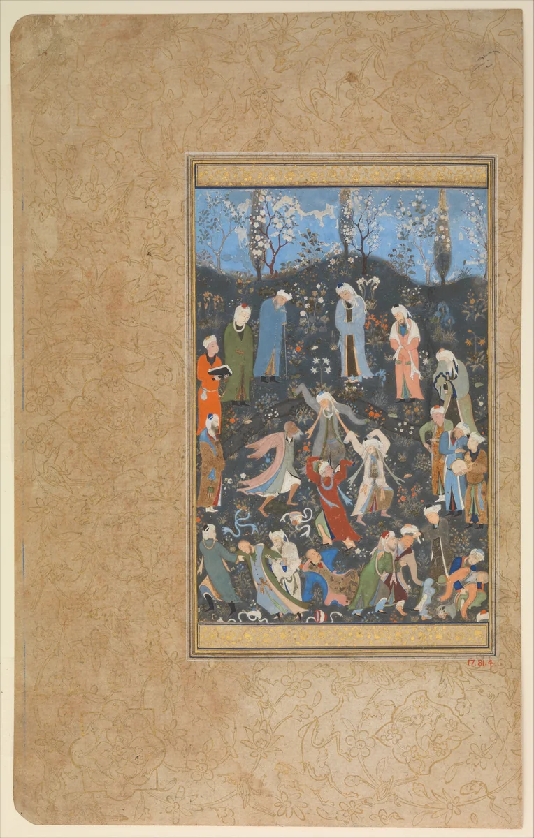 "Dancing Dervishes", Folio from a Divan of Hafiz by Hafiz, manuscript, 1455-1505