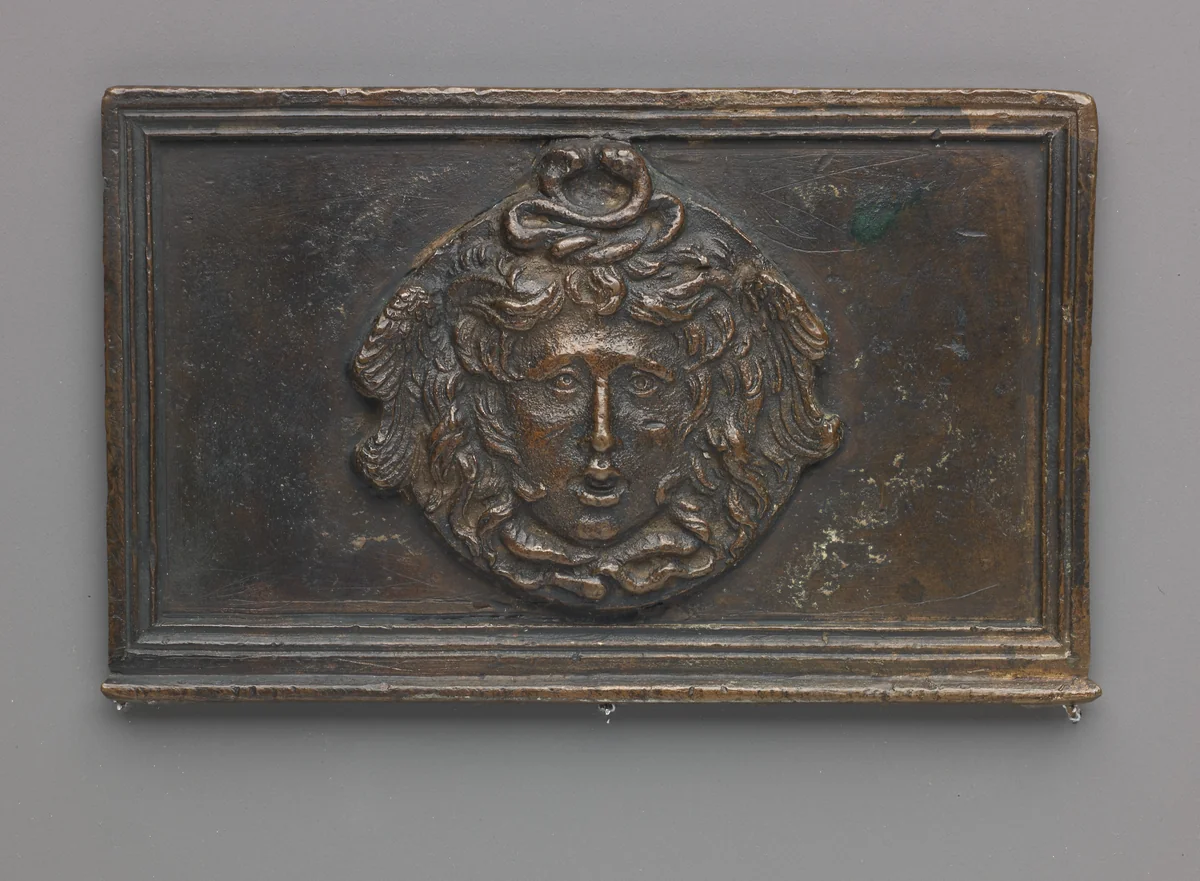 Side panel of a writing box (decorated with Medusa mask) by Severo Calzetta da Ravenna, other, 1500-1600
