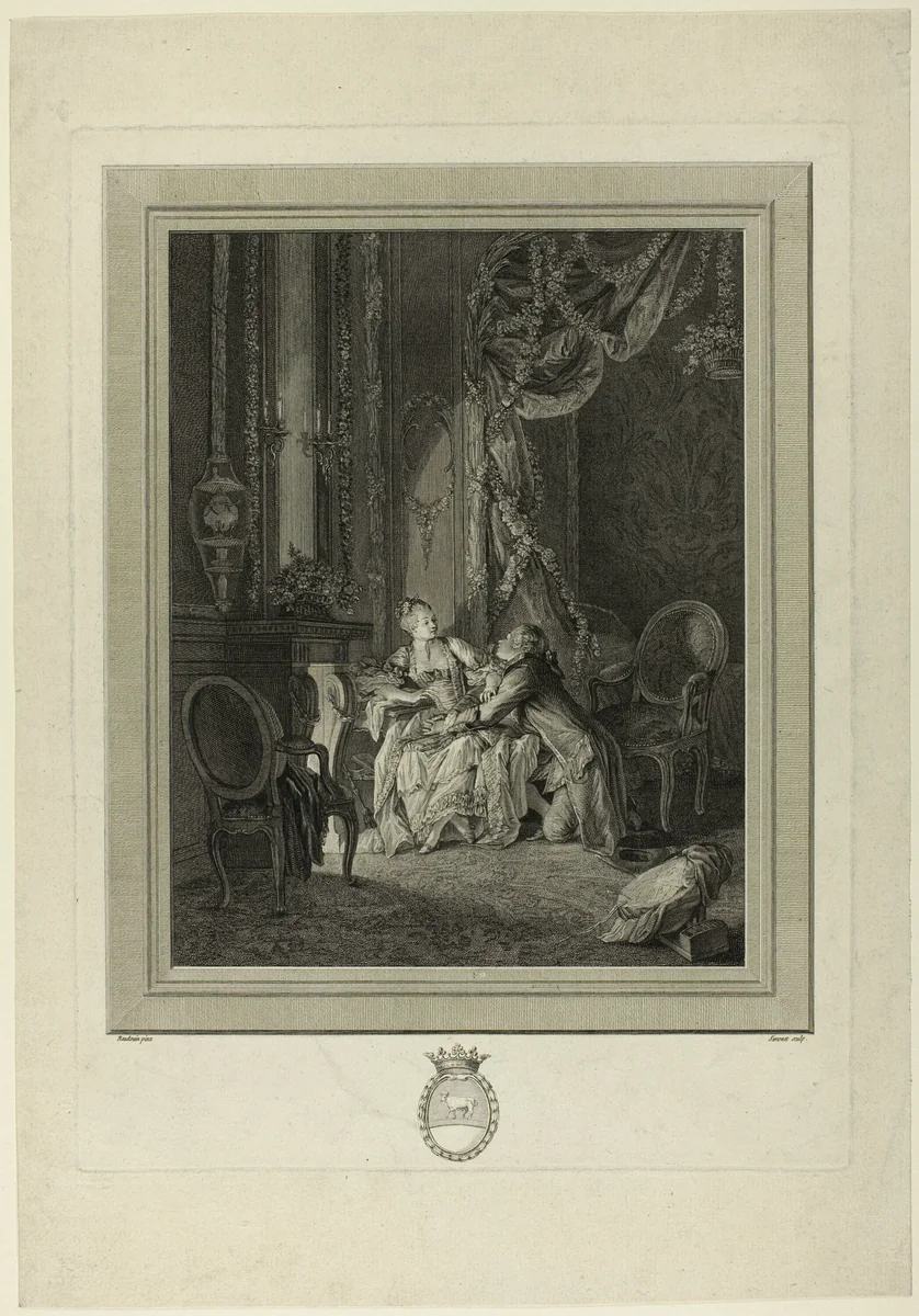 Le danger du tête-à-tête (The Danger of the Private Conversation) by Jean Baptiste Blaise Simonet, print, 1762-1813