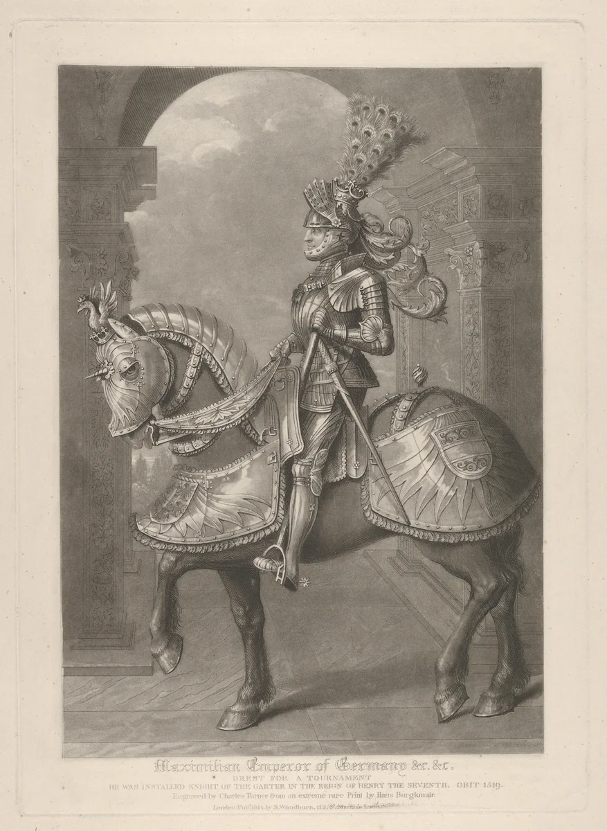 Maximilian Emperor of Germany &c. &c., from "Portraits of Royal Personnages" by Hans Burgkmair, print, 1814