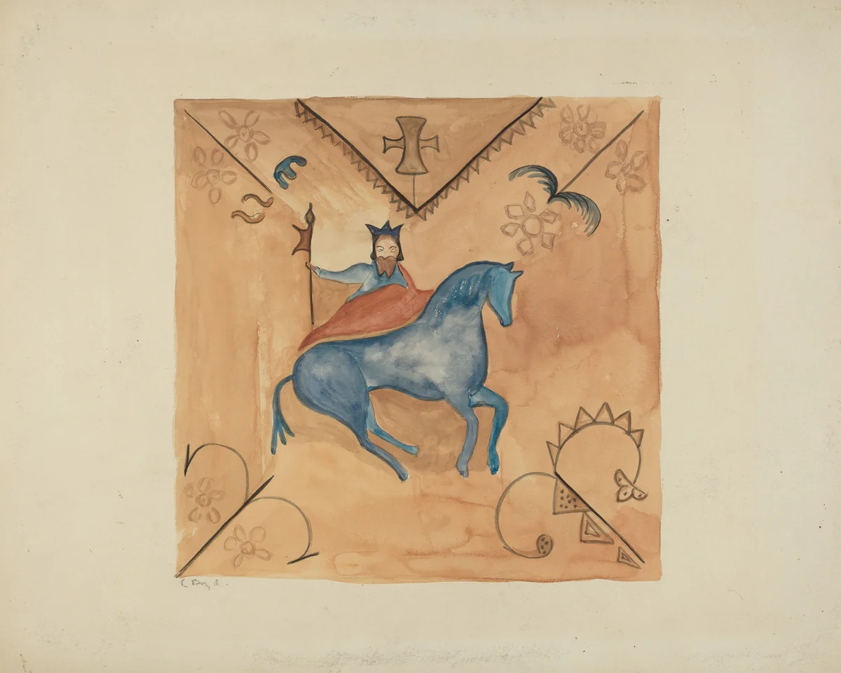 St. George (Painted on Deerskin) by E. Boyd, index of american design, 1935-1942