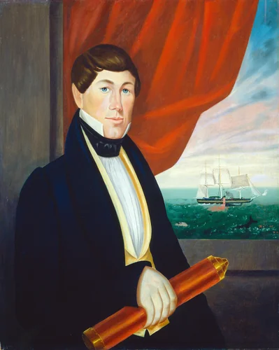 Connecticut Sea Captain by Isaac Sheffield, painting, 1833