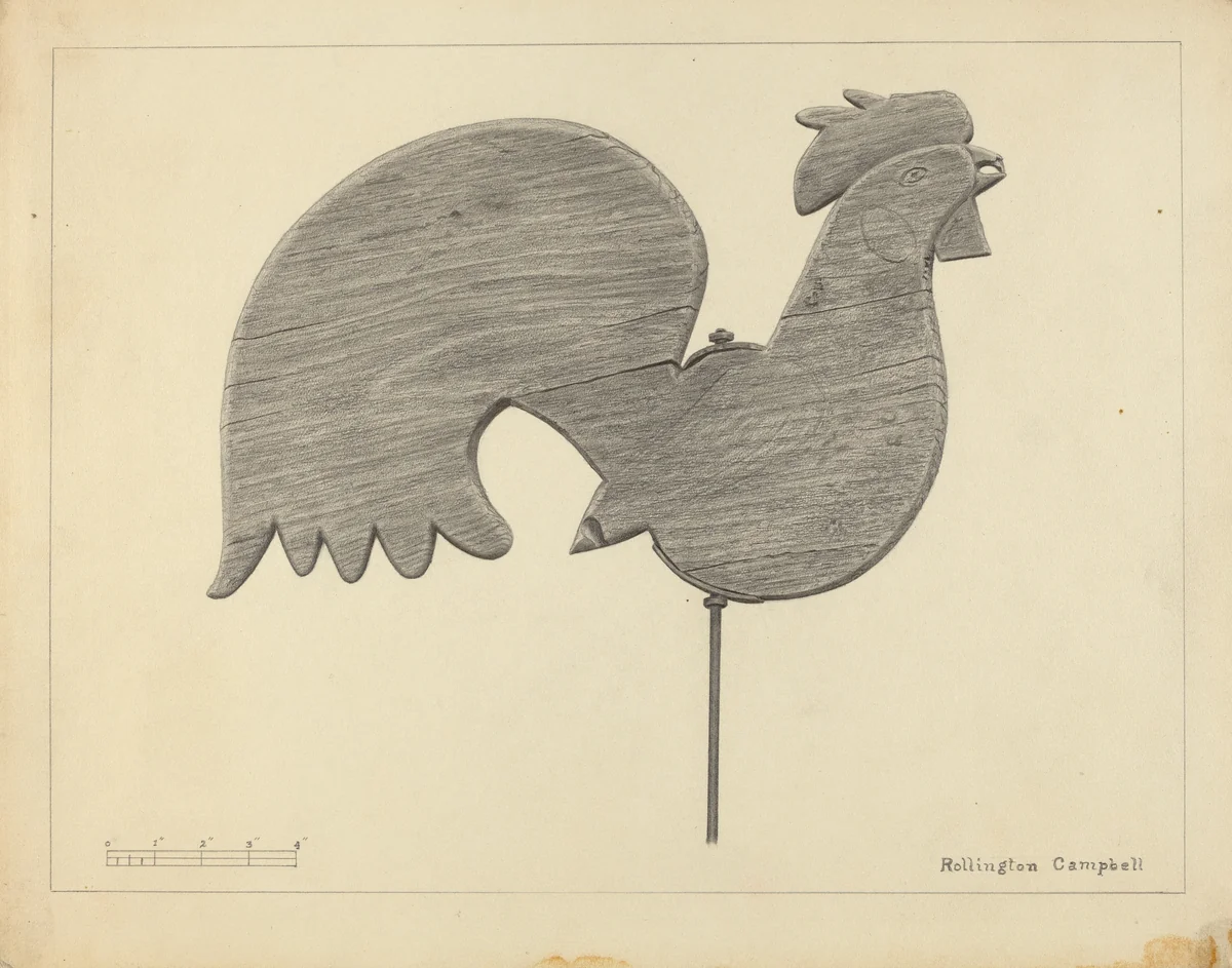 Cock Weather Vane by Rollington Campbell, index of american design, 1936
