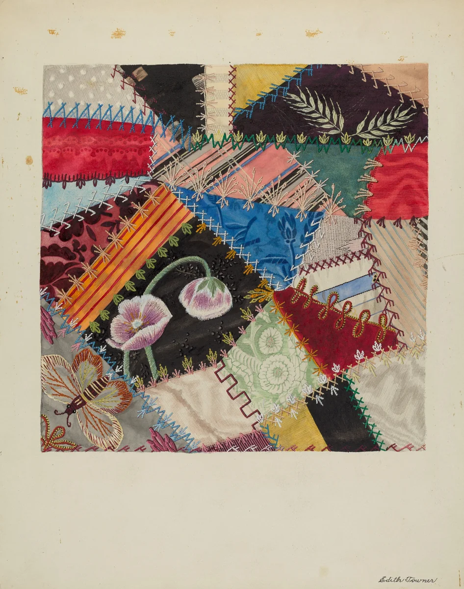 Patchwork Quilt (Section) by Edith Towner, index of american design, 1937