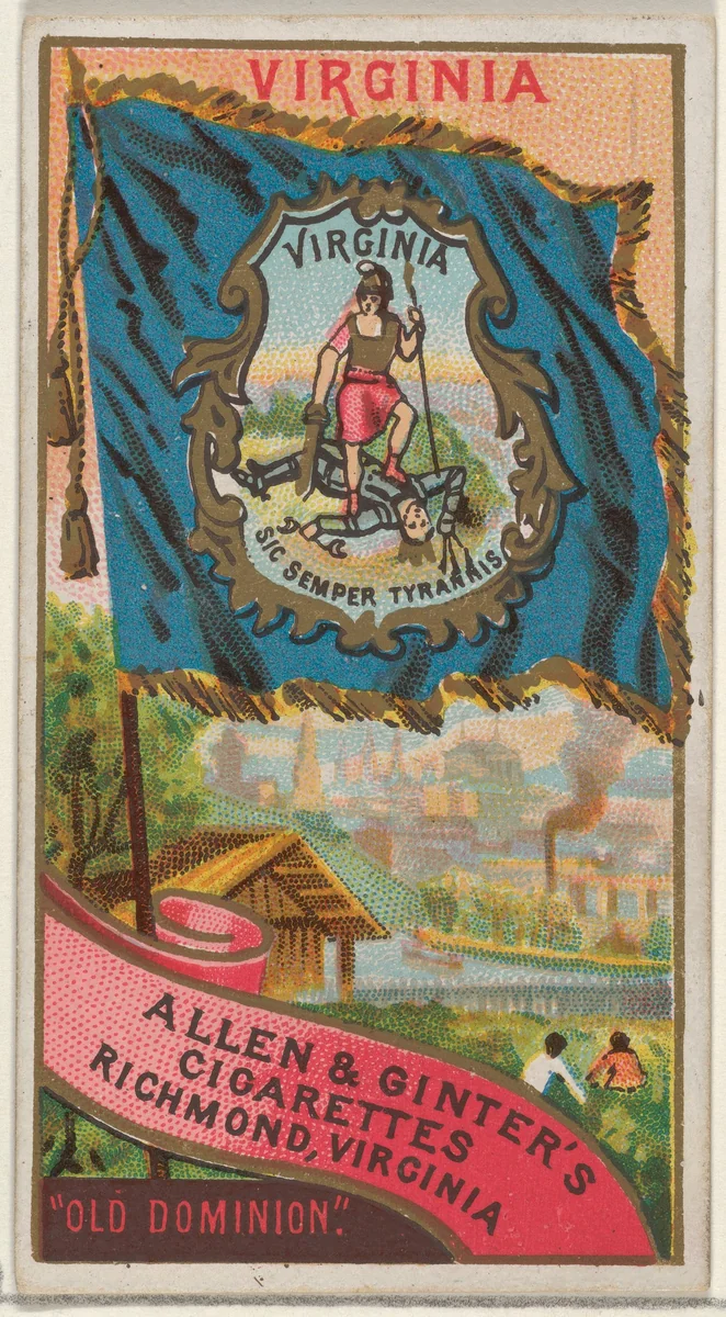 Virginia, from Flags of the States and Territories (N11) for Allen & Ginter Cigarettes Brands by Allen & Ginter, print, 1888