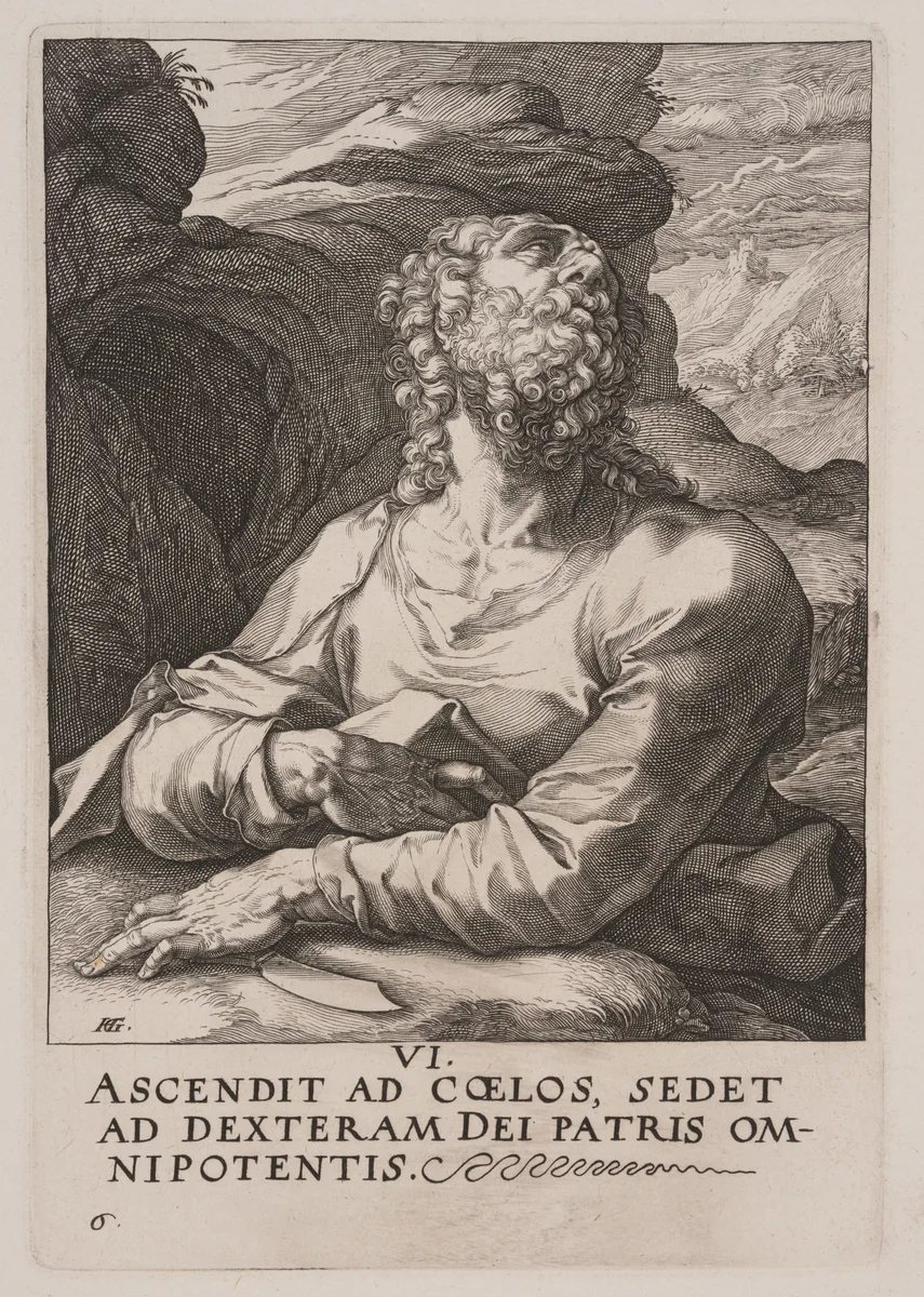 St Bartholomew, from Christ, the Apostles and St Paul with the Creed by Hendrick Goltzius, print, 1589