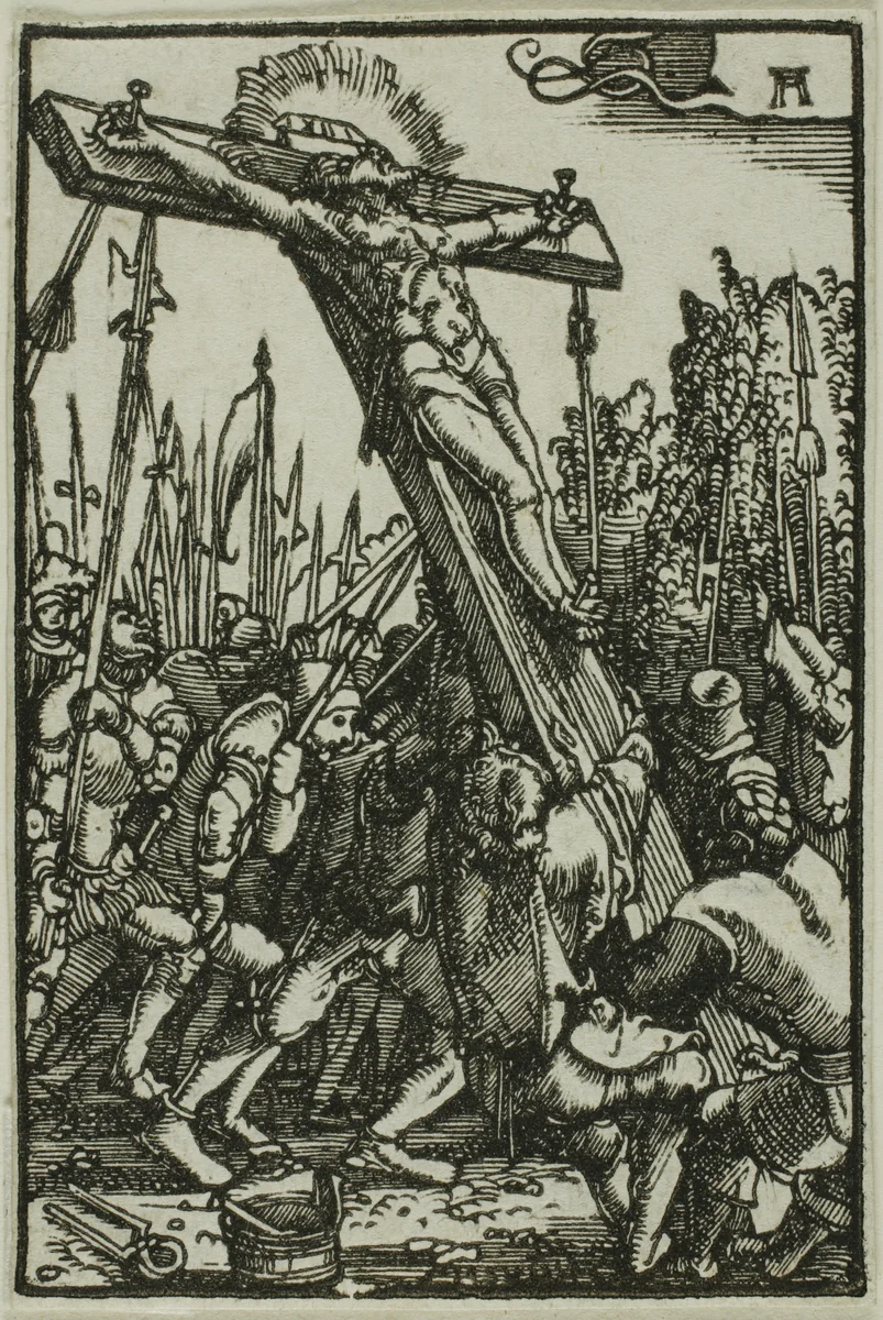 Raising of the Cross, from The Fall and Redemption of Man by Albrecht Altdorfer, print, 1510-1518