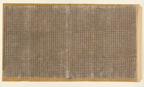 Blad met rasterpatroon van zeshoeken met bloemmotief en swastika (één van zes identieke bladen) by anonymous, other, 1850-1950